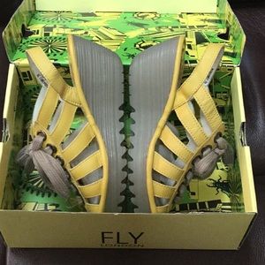 FLY London Leather Lace Up Wedge